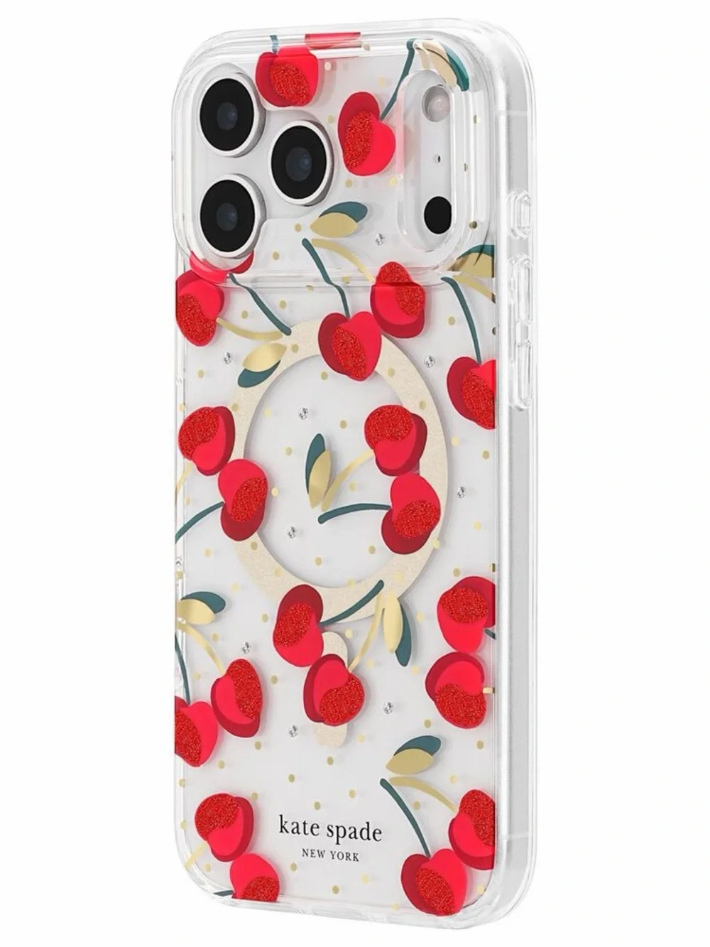 kate spade Clear Cherry Phone Case with cristal Accents Like New